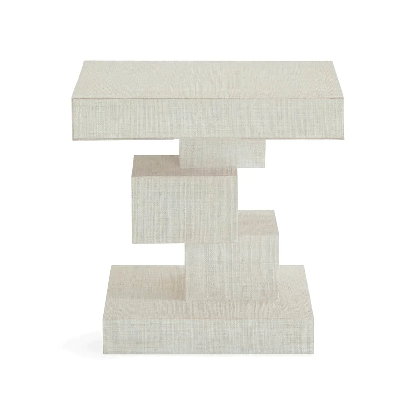 cubist side table ivory raffia